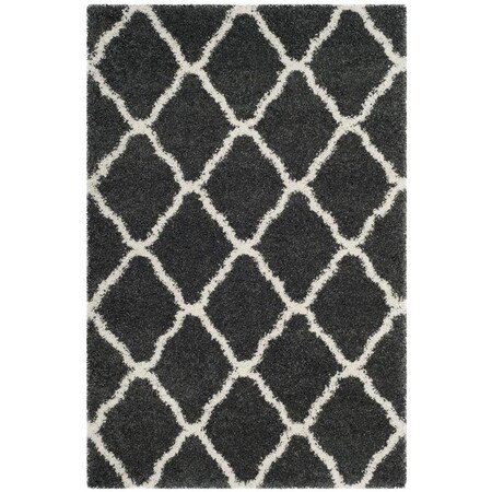 Flowers First 5 ft. 1 in. x 7 ft. 6 in. Hudson Shag Power Loomed Rug, Dark Grey & Ivory - Medium Rectangle FL2115264